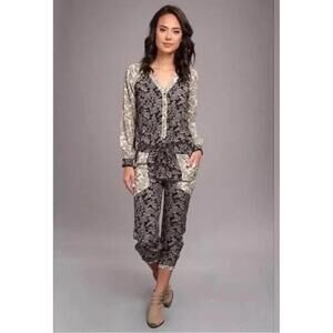 Free People Sheila Jumpsuit Floral Printed Long Sleeve Romper Sz small